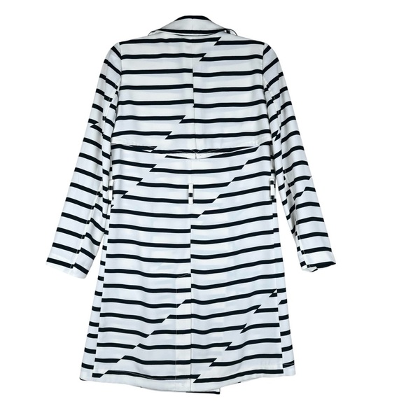 Madewell Women’s Parcel Striped Trench Coat Size XS Crepe White Black Collared - Picture 2 of 13